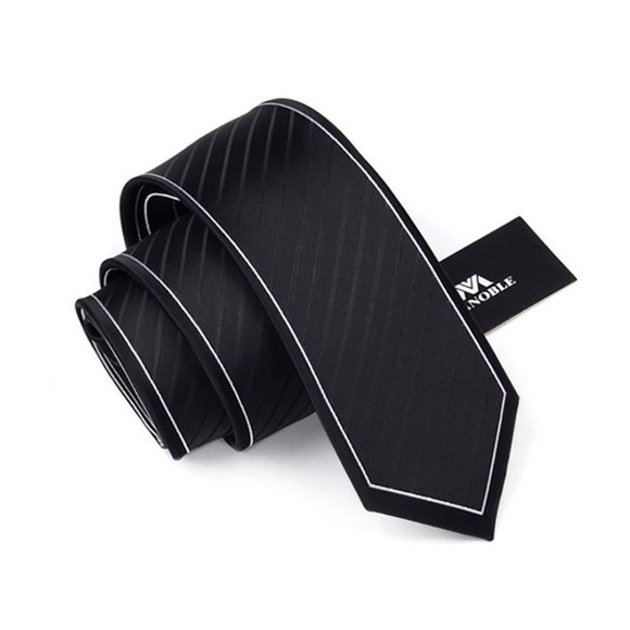 Men´s Striped Necktie Black Slim Tie